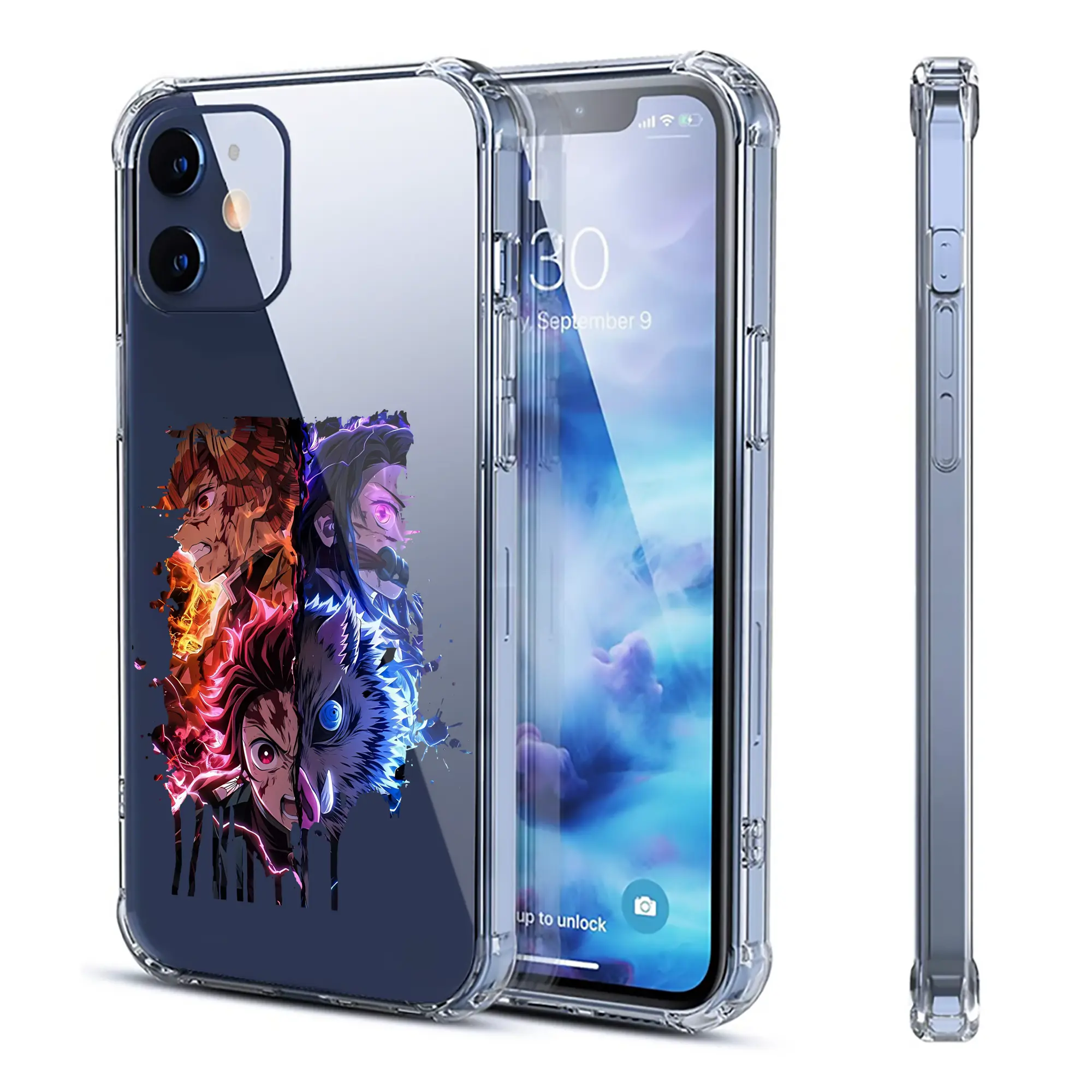 鬼滅の刃 グッズ,竈門 炭治郎 - IPhone 12シリーズ対応 ・ 透明スマホケース ・ クリアソフトケース ・ TPU素材 ・ 耐衝撃 ・ 高密着 ・ 防汚 防指紋 ・ 簡単着脱